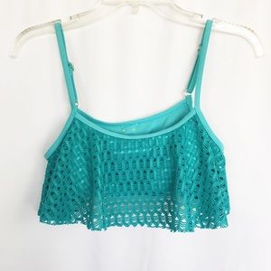Roxy teal cutout pattern bathing suit top S